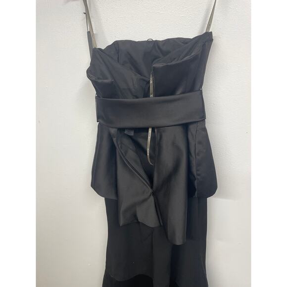 NWT White by Vera Wang SZ 0 Black Strapless Peplum Full Length Formal Gown NEW - Picture 10 of 15